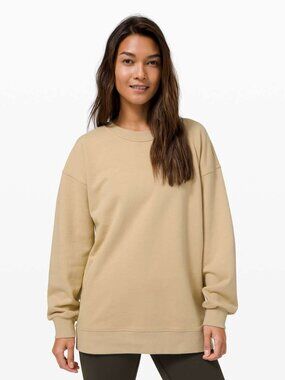 Lululemon Perfectly Oversized Crew Sweatshirt Womens Large Trench Beige Terry